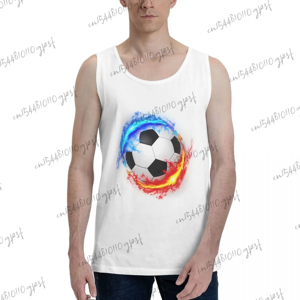 Men's sport musculation A Blue Flame Football Pure cotton men tank top gym clothing
Men's sport musculation A Blue Flame Football Pure cotton men tank top gym clothing
