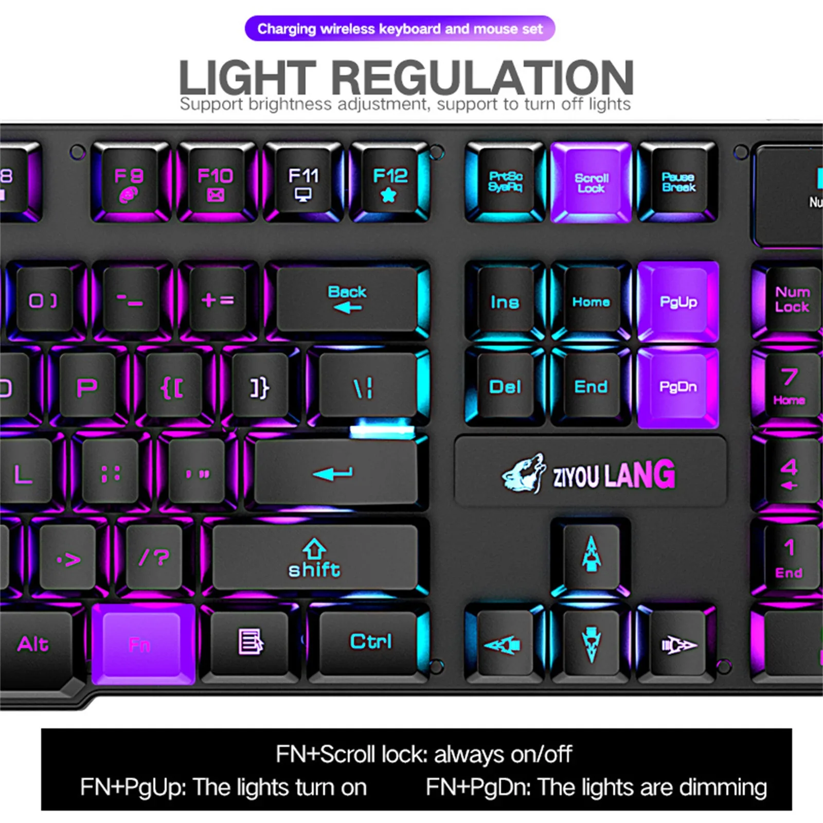 Беспроводной Gaming Keyboard И Мышь комбо с Радужный светодиодный подсветкой Rechargeablle