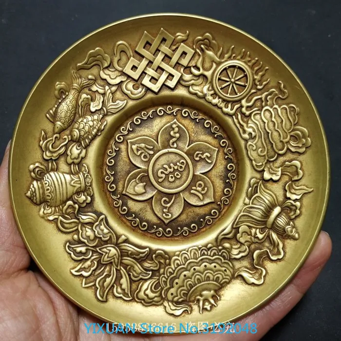 Antique old yellow copper dark eight immortals dish brush wash brass plate supply plate
Antique old yellow copper dark eight immortals dish brush wash brass plate supply plate