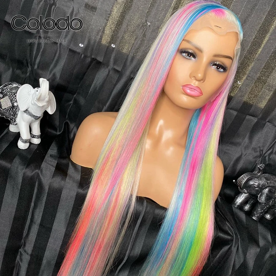 COLODO Preplucked Pink Blonde Highlight Straight Human Hair Wigs Rainbow Lace Front Wig Transparent Lace Remy Brazilian Hair
COLODO Preplucked Pink Blonde Highlight Straight Human Hair Wigs Rainbow Lace Front Wig Transparent Lace Remy Brazilian Hair