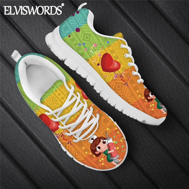 ELVISWORDS Kawaii Nurse Print Women's Cartoon Flat Shoes Fashion Rainbow Color Footwear For Teen Girls Breathable Mesh Sneaker
ELVISWORDS Kawaii Nurse Print Women's Cartoon Flat Shoes Fashion Rainbow Color Footwear For Teen Girls Breathable Mesh Sneaker