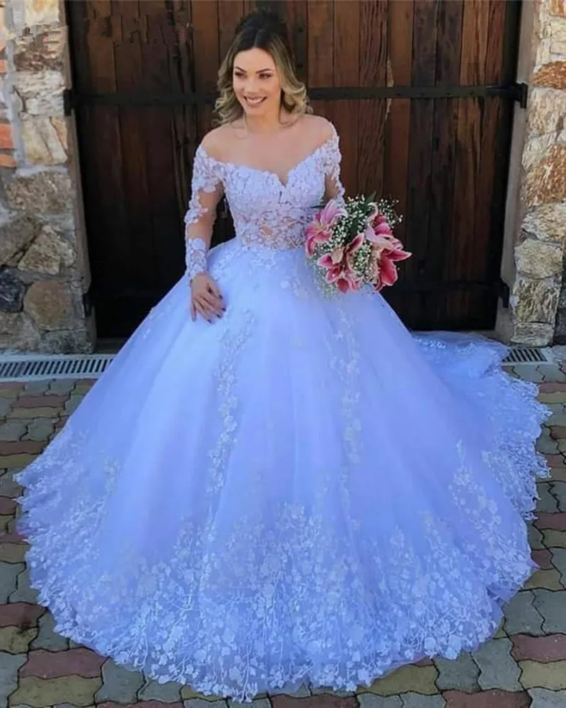 White Princess Ball Gown Wedding Dress 2020 Lace Appliques Long Sleeves Wedding Gowns Plus Size Robe De Mariee
White Princess Ball Gown Wedding Dress 2020 Lace Appliques Long Sleeves Wedding Gowns Plus Size Robe De Mariee