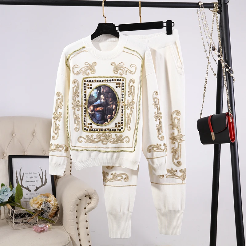 Красный, черный, белый, серый вязаный комплект, женский свитер с вышивкой и заклепками, длинные штаны, комплект из двух предметов, Женский Св...
Красный, черный, белый, серый вязаный комплект, женский свитер с вышивкой и заклепками, длинные штаны, комплект из двух предметов, Женский Св...