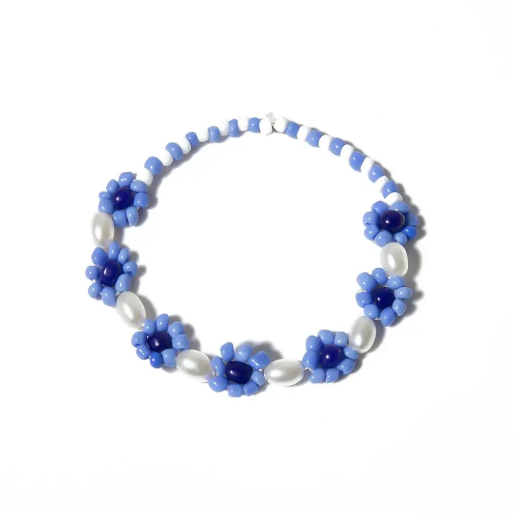Wgoud Fashion Seed Bead Imitation Pearl Handmade Choker Necklace For Women Colorful Daisy Collar Short Gift | Украшения и