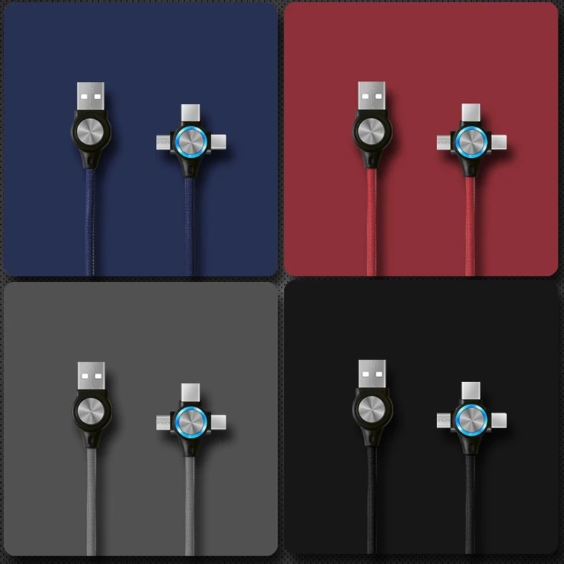 ! USB-кабель ACCEZZ 3 в 1 8-контактный со светодиодной подсветкой для iPhone X 8 7 XS MAX Micro USB