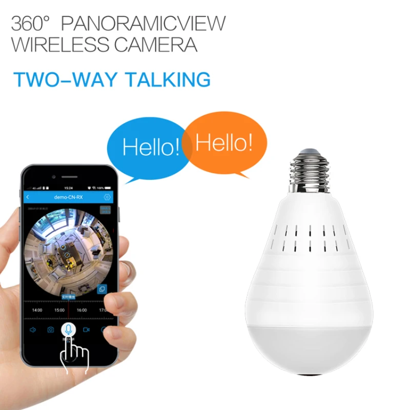 360 Degree Home Security LED Light Camera 960P Wireless Panoramic Home Security WiFi CCTV Fisheye Bulb Lamp IP Camera
360 Degree Home Security LED Light Camera 960P Wireless Panoramic Home Security WiFi CCTV Fisheye Bulb Lamp IP Camera