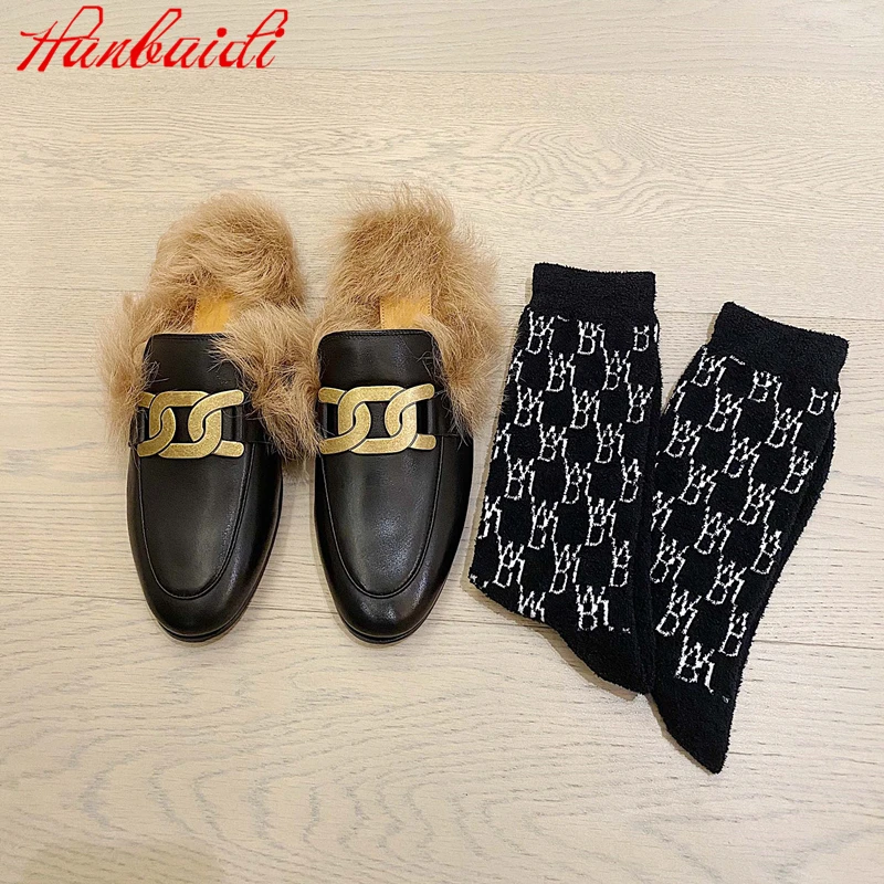 Women Winter Warm Shoes New Metal Decoration Wool Designer Flat Loafers Slip On Mules Fur Furry Genuine Leather Winter Slippers
Women Winter Warm Shoes New Metal Decoration Wool Designer Flat Loafers Slip On Mules Fur Furry Genuine Leather Winter Slippers