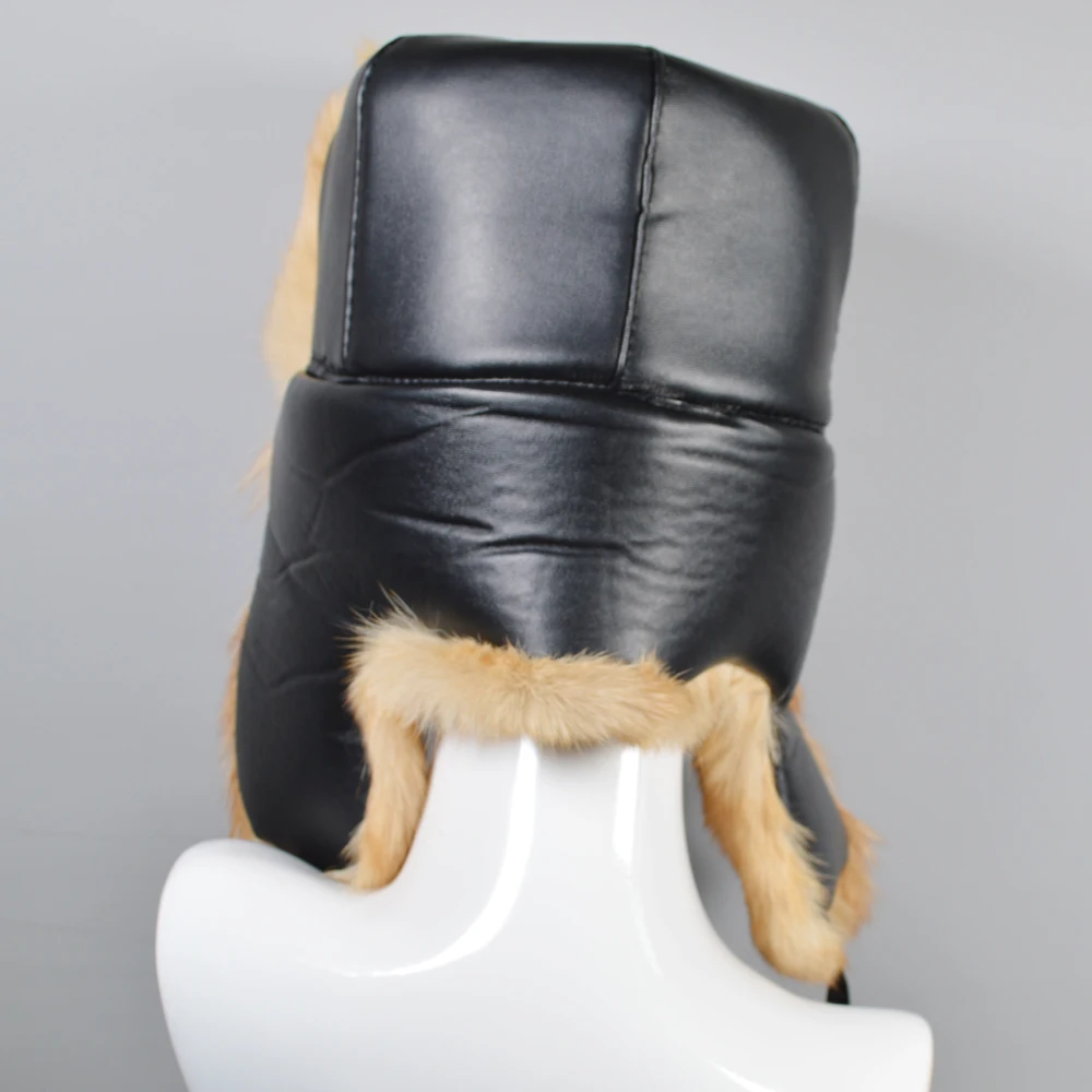 Шапка-ушанка мужская из натурального собачьего меха ветрозащитная теплая