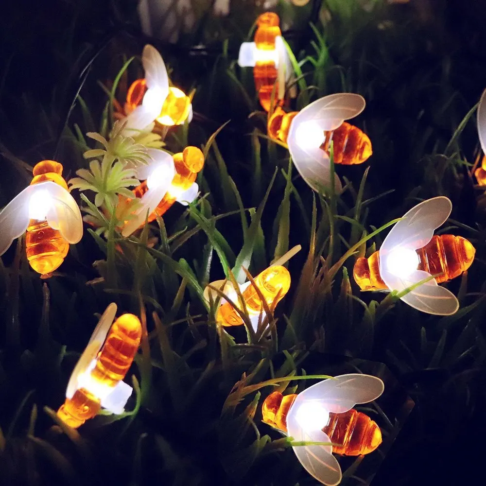 Solar Powered Bee Lamp 20/30/50LED Honeybee Shaped Bees String Lights LED Fairy Bee Lighting For Holiday Party Garden Decoration
Solar Powered Bee Lamp 20/30/50LED Honeybee Shaped Bees String Lights LED Fairy Bee Lighting For Holiday Party Garden Decoration