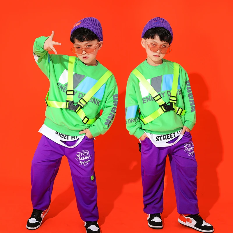 Children Jazz Dance Costumes For Boys Green Long Sleeve Tops Hiphop Pants Ballroom Hip Hop Dance Clothes Stage Outfits 120-170 
Children Jazz Dance Costumes For Boys Green Long Sleeve Tops Hiphop Pants Ballroom Hip Hop Dance Clothes Stage Outfits 120-170