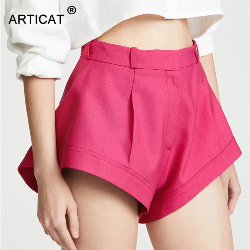 Женские свободные шорты Articat однотонные плиссированные повседневные с высокой