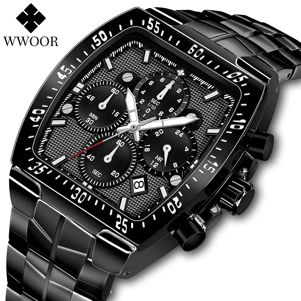 Relogio Masculino WWOOR 2022 New Fashion Full Black Square Watch Men Sports Stainless steel Quartz Casual Waterproof Chronopragh
Relogio Masculino WWOOR 2022 New Fashion Full Black Square Watch Men Sports Stainless steel Quartz Casual Waterproof Chronopragh