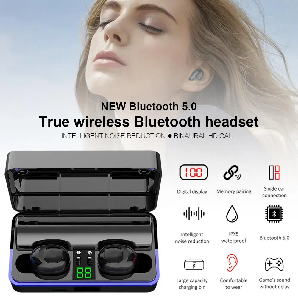 2019 Новые беспроводные Bluetooth-наушники 5,0, наушники-вкладыши, цифровой дисплей, объемный звук 6D, водонепроницаемость IPX6, спортивные наушники
2019 Новые беспроводные Bluetooth-наушники 5,0, наушники-вкладыши, цифровой дисплей, объемный звук 6D, водонепроницаемость IPX6, спортивные наушники