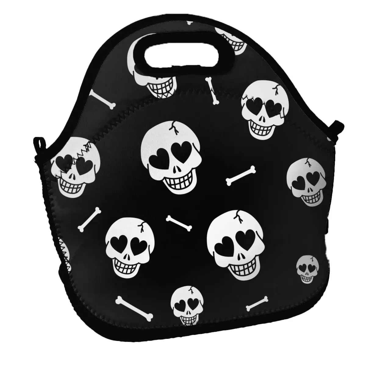 

2021 New Lunch Bag Hearts And Skulls Insulation Cold Thermal Convenient Leisure Bag