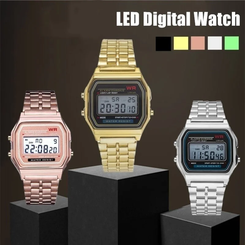 Women Men Watch Gold Silver Vintage LED Digital Sports Military Wristwatches Electronic Present Gift Male Promotion A++ | Наручные часы
