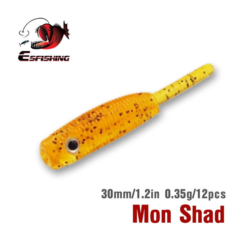 KESFISHING Mon Shad 30 мм 12 шт. рыболовная искусственная приманка с запахом для подледной