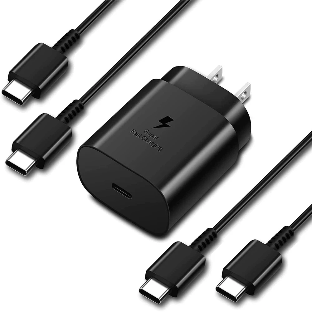 Зарядное устройство типа C 25 Вт USB 2 шт. 6 футов кабель для Samsung Galaxy S21/ S21 Ultra/S21 Plus/S20