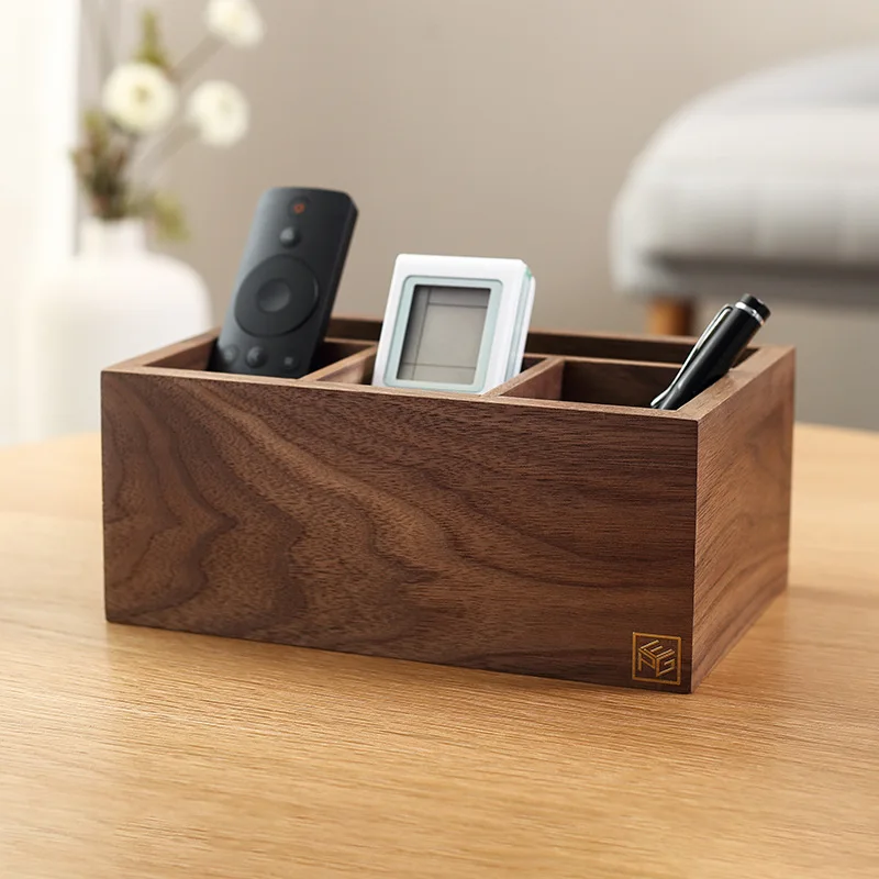 Walnut simple retro home office daily four-grid remote control storage box wooden crafts home office desktop pen holder
Walnut simple retro home office daily four-grid remote control storage box wooden crafts home office desktop pen holder