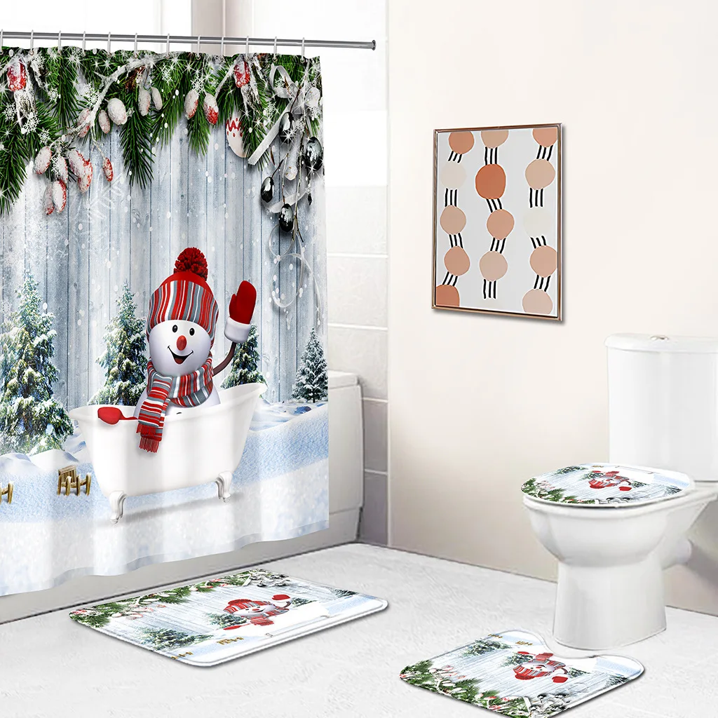 Snowman Santa Claus Shower Curtain Set Non-slip Bathroom Mat Rug Carpet Waterproof Toilet Cover Bath Mat Christmas Festival Deco
Snowman Santa Claus Shower Curtain Set Non-slip Bathroom Mat Rug Carpet Waterproof Toilet Cover Bath Mat Christmas Festival Deco