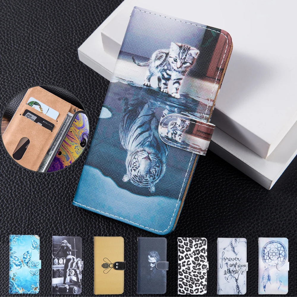 Кожаный чехол книжка с принтом для Xiaomi Mi A1 A3 A2 Lite Mix 2 2S 3 Y1 C3 X3 NFC силиконовый кошелек