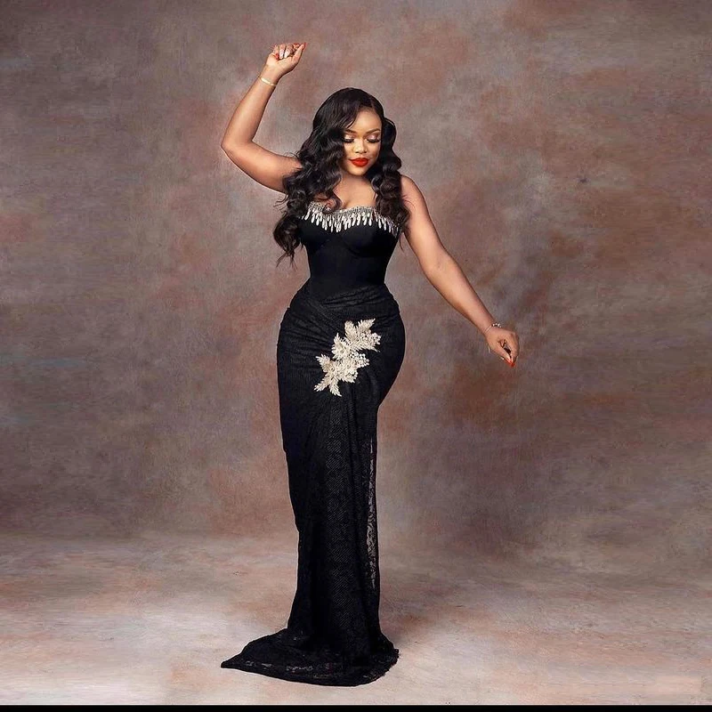 BLack Elegant Mermaid Long Evening Dresses Strapless Sleeveless Appliques Lace Plus Size Women Formal Prom Gowns Custom Made
BLack Elegant Mermaid Long Evening Dresses Strapless Sleeveless Appliques Lace Plus Size Women Formal Prom Gowns Custom Made
