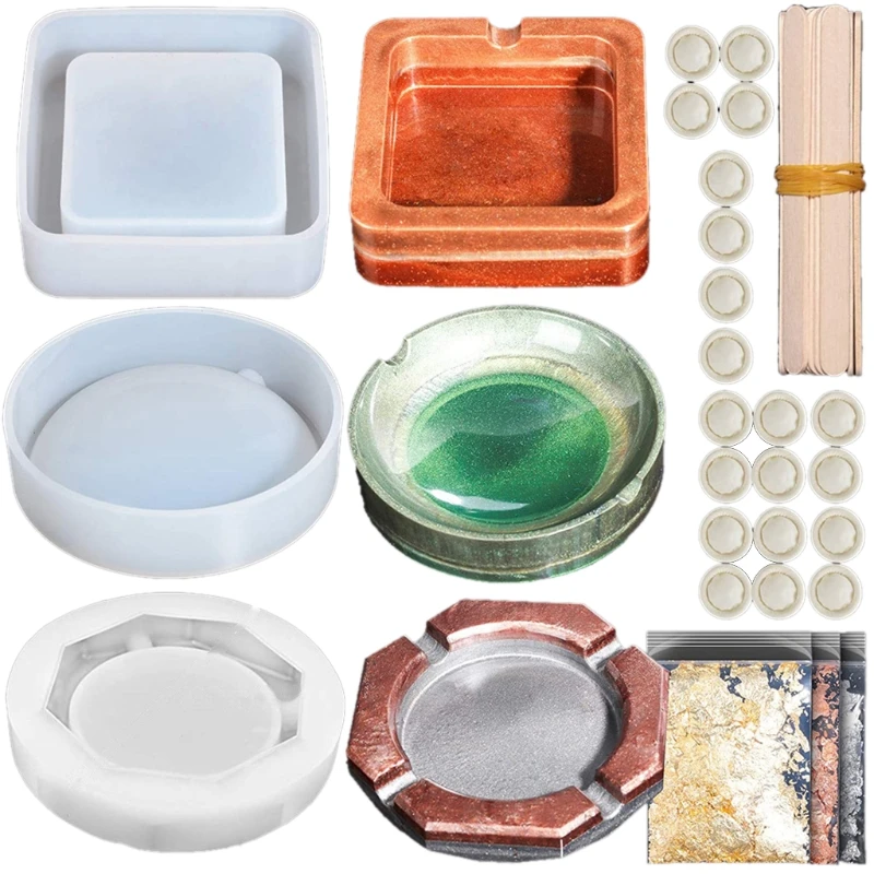 Ashtray Silicone Mold Epoxy Resin Jewelry Mold Resin Casting Pendant Mold Gold Foil Set Suitable for Diy Resin Crafts
Ashtray Silicone Mold Epoxy Resin Jewelry Mold Resin Casting Pendant Mold Gold Foil Set Suitable for Diy Resin Crafts
