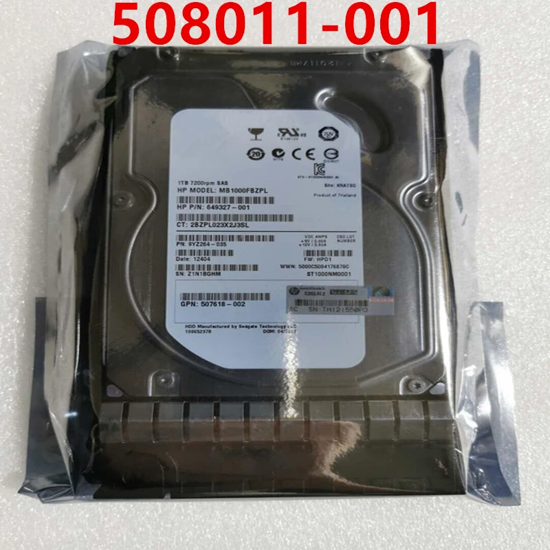

Original New HDD For HP 1TB 3.5" SAS 6 Gb/s 64MB 7200RPM For Internal Hard Disk For Server HDD For 508011-001 507614-B21
