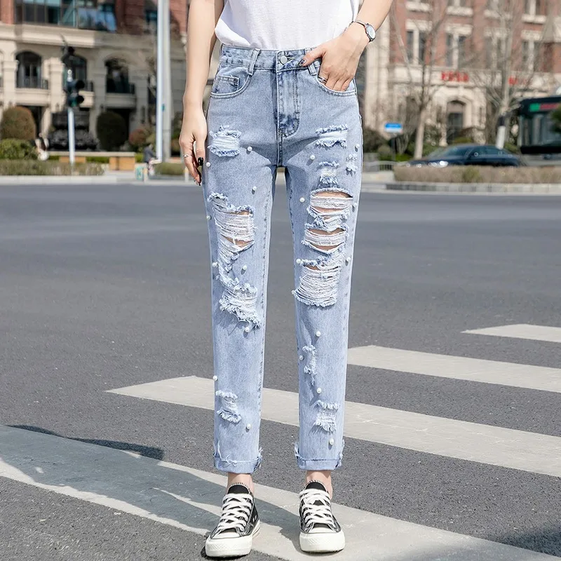 2021 New y2k High Waist Beaded Hole Skinny Jeans Women Vintage Denim Straight Pants Sexy Ripped Casual Trousers Spring Mom Jeans
2021 New y2k High Waist Beaded Hole Skinny Jeans Women Vintage Denim Straight Pants Sexy Ripped Casual Trousers Spring Mom Jeans