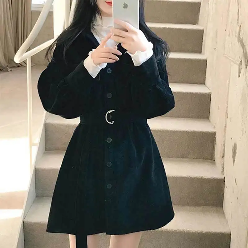 Korean Style Chic Retro Wild Corduroy Dress women Waist Small Mini Shirt Dress 2021 Spring New Vestido De Festa Women Clothes
Korean Style Chic Retro Wild Corduroy Dress women Waist Small Mini Shirt Dress 2021 Spring New Vestido De Festa Women Clothes