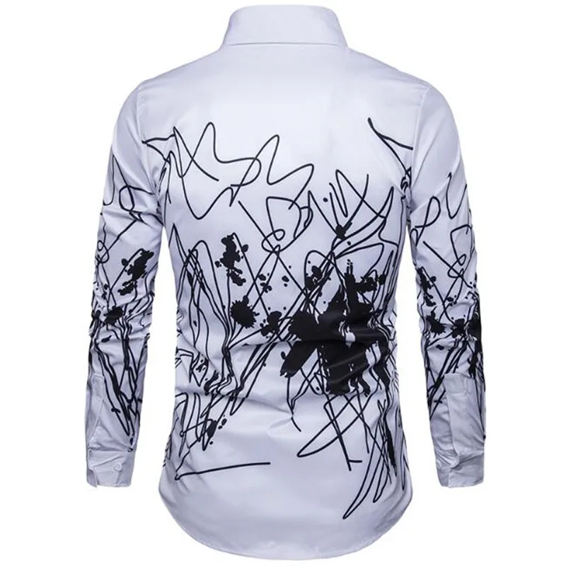 Spring new men's black and white with simple large-size printed long-sleeved shirt C117
Spring new men's black and white with simple large-size printed long-sleeved shirt C117