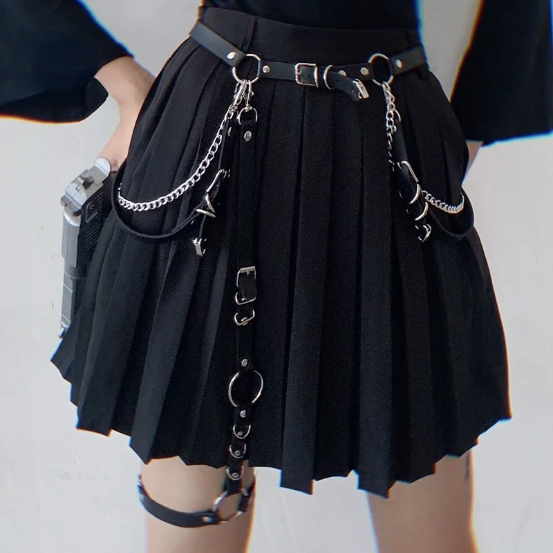 Women Belts With Chain Punk Gothic PU Leather Harajuku Harness Leg Belts Body Waist Strap Jk Dress Jeans Bondage Waistband 
Women Belts With Chain Punk Gothic PU Leather Harajuku Harness Leg Belts Body Waist Strap Jk Dress Jeans Bondage Waistband
