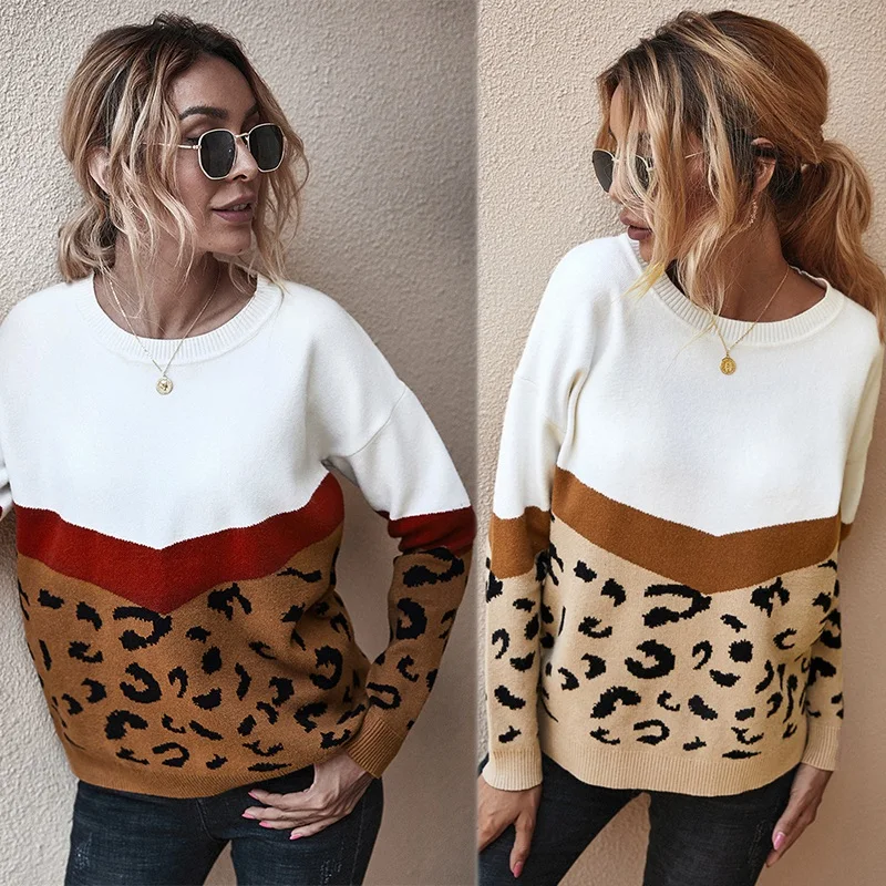 Autumn Women Sweaters O-Neck Casual Loose Knit Tops Long Sleeve Leopard Sweater Oversize Pullover Top
Autumn Women Sweaters O-Neck Casual Loose Knit Tops Long Sleeve Leopard Sweater Oversize Pullover Top