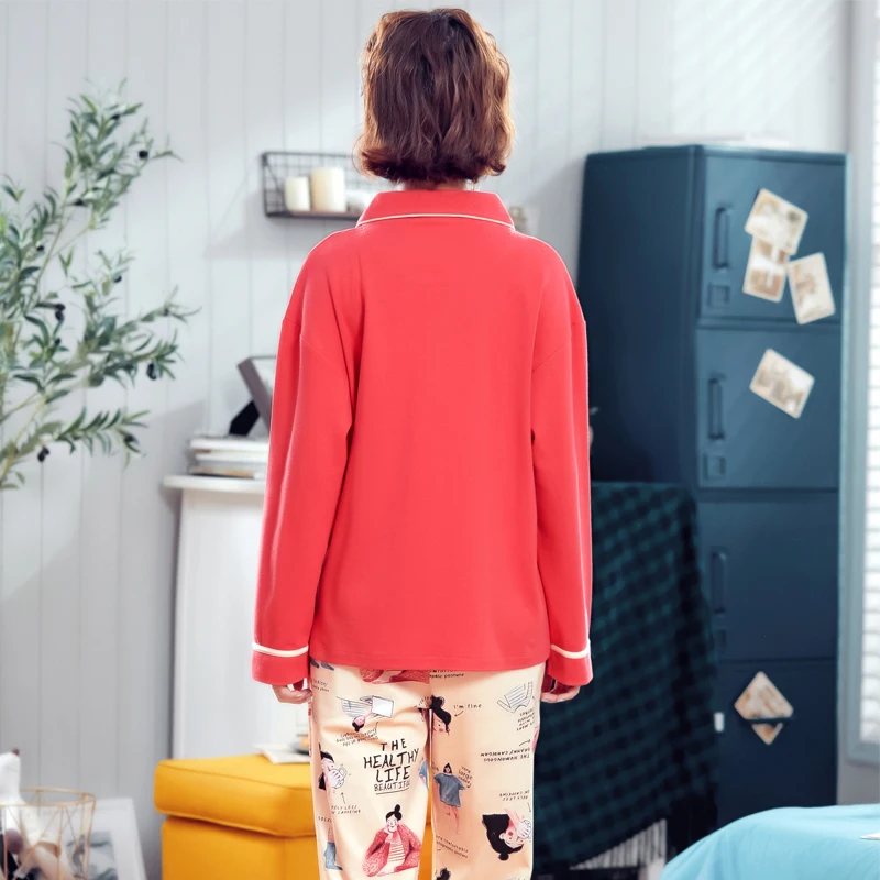 Autumn winter 2 piece set women pajamas long sleeve turn-down collar pijama mujer homewear plus size cardigan women sleepwear 
Autumn winter 2 piece set women pajamas long sleeve turn-down collar pijama mujer homewear plus size cardigan women sleepwear