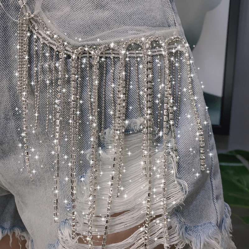 Womans Distressed Beaded Denim Shorts Summer High Waist Cowboy Shorts Street Punk Style Female Rhinestone Tassel Jeans Shorts
Womans Distressed Beaded Denim Shorts Summer High Waist Cowboy Shorts Street Punk Style Female Rhinestone Tassel Jeans Shorts