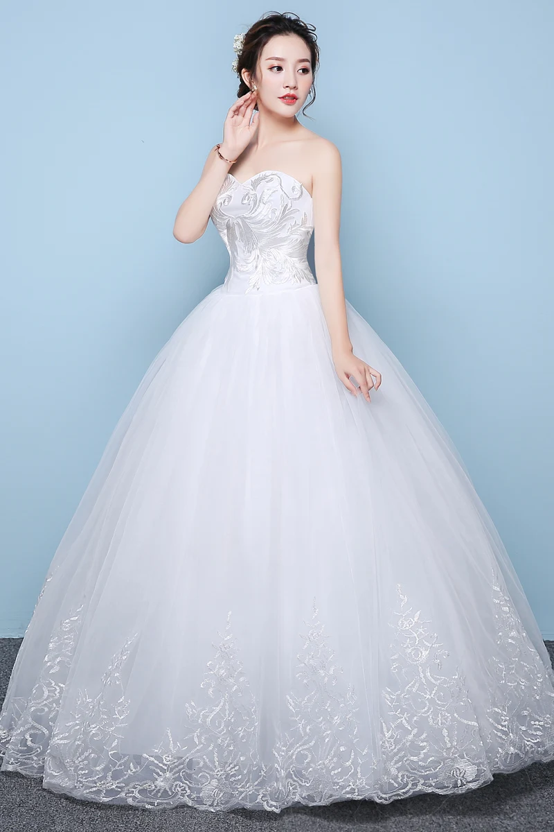 Sexy Wedding Dress Ball Gowns Bride New Strapless Satin Wedding Dress Bridal Lace Up Flower Dresses 
Sexy Wedding Dress Ball Gowns Bride New Strapless Satin Wedding Dress Bridal Lace Up Flower Dresses