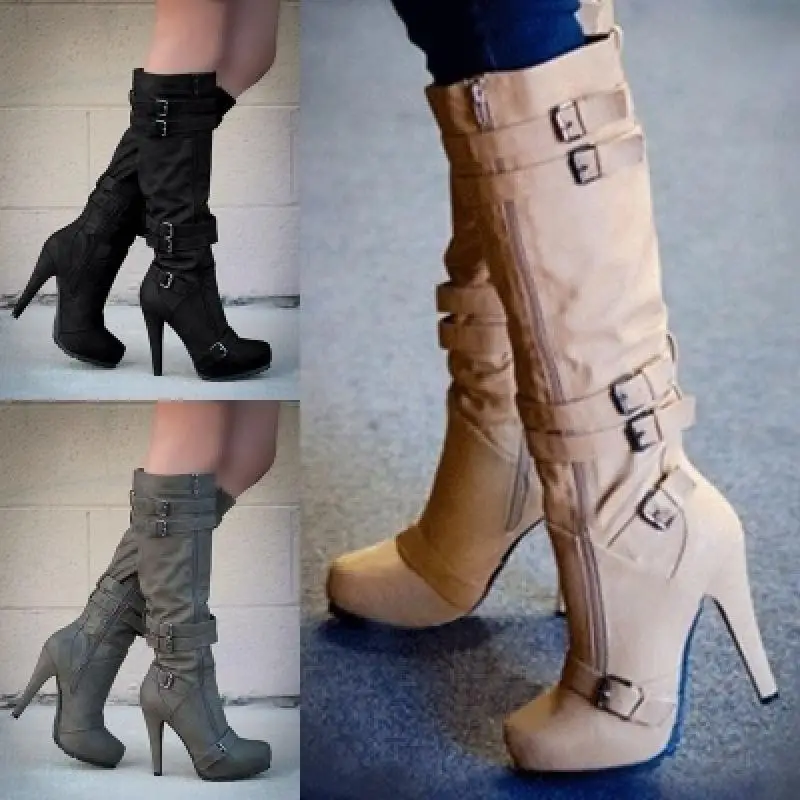 Women High Heel 2021Boots Winter Boots Buckle Strap Zipper Knee Length Boots Females Casual Ladies Over The Knee High Heel Boots
Women High Heel 2021Boots Winter Boots Buckle Strap Zipper Knee Length Boots Females Casual Ladies Over The Knee High Heel Boots