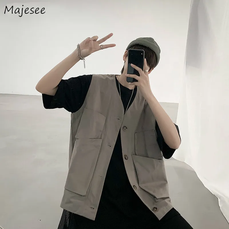 Vests Men XXL Solid Multi-pocket Fashion Single Breasted Leisure Mens Cargo Jackets Outwear Fashion Harajuku Retro Thin Ulzzang
Vests Men XXL Solid Multi-pocket Fashion Single Breasted Leisure Mens Cargo Jackets Outwear Fashion Harajuku Retro Thin Ulzzang