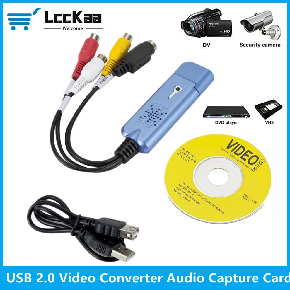 Преобразователь VHS в цифровой с USB 2 0 на AV-видеопреобразователь карта Аудио