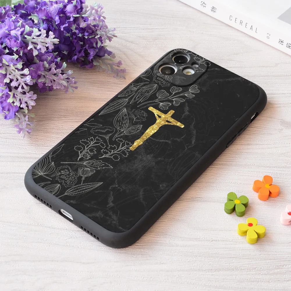 For iPhone Golden Christian Jesus Christ Cross On Black Floral Marble Pattern Print Soft Matt Apple iPhone Case
For iPhone Golden Christian Jesus Christ Cross On Black Floral Marble Pattern Print Soft Matt Apple iPhone Case