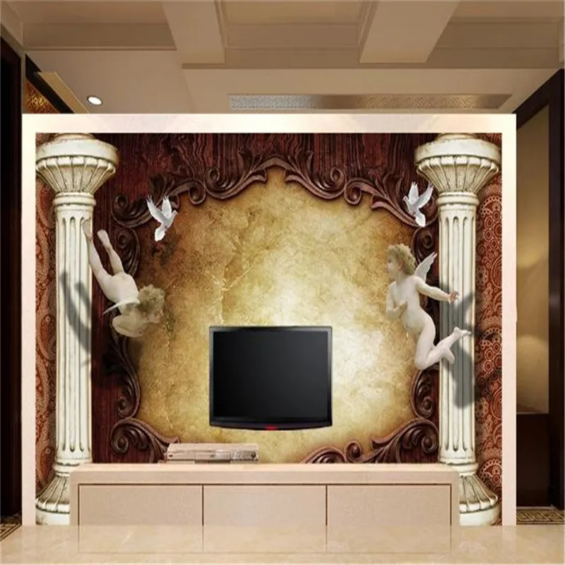 

3d Wallcovering Wallpaper European Roman Column Angel Home Decor 3D Character Modern Mural Wallpapers Wall Covering