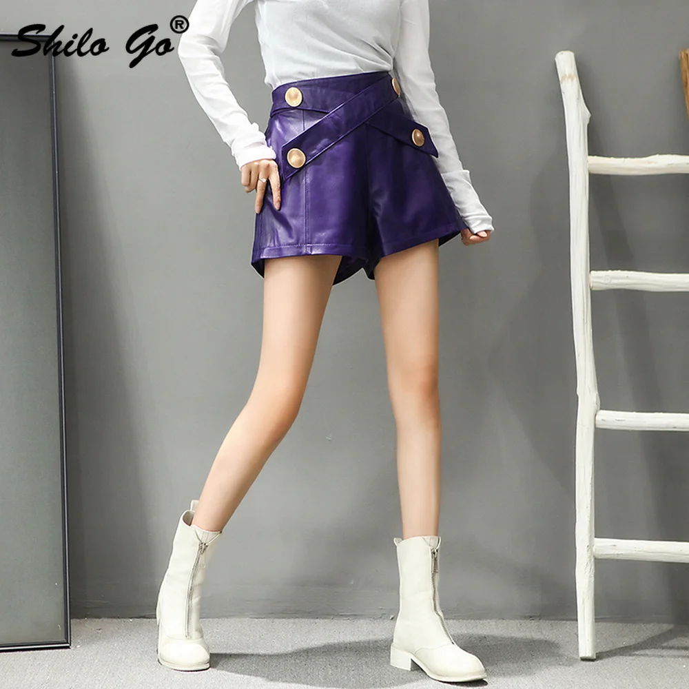 High Waist Buttons Criss-Cross Detail A Line Hot Shorts Womens Streetwear Solid Genuine Leather Shorts Casual Sheepskin Shorts
High Waist Buttons Criss-Cross Detail A Line Hot Shorts Womens Streetwear Solid Genuine Leather Shorts Casual Sheepskin Shorts