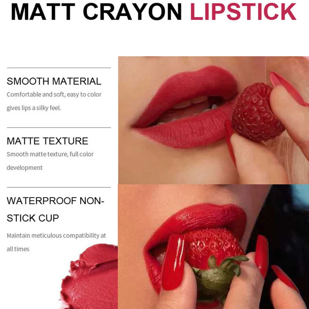 9 Colors Velvet Matte Lipsticks Pencil Waterproof Long Lasting Sexy Red Lip Stick Non-Stick Cup Makeup Lip Tint Pen Cosmetic
9 Colors Velvet Matte Lipsticks Pencil Waterproof Long Lasting Sexy Red Lip Stick Non-Stick Cup Makeup Lip Tint Pen Cosmetic