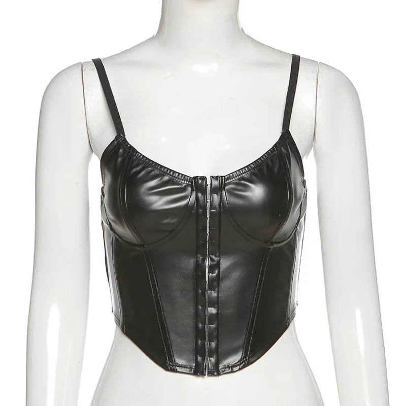 Fashion Black PU Leather Bustier Crop Tops Women Sleeveless Camis Corset Top Cropped Feminino Backless Club Top
Fashion Black PU Leather Bustier Crop Tops Women Sleeveless Camis Corset Top Cropped Feminino Backless Club Top