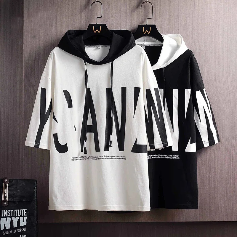 2021 New Hooded T-Shirt Men Five-Point Sleeve Short-Sleeved Summer Loose T-Shirt Letter Trend Japanese Short-Sleeved Men
2021 New Hooded T-Shirt Men Five-Point Sleeve Short-Sleeved Summer Loose T-Shirt Letter Trend Japanese Short-Sleeved Men