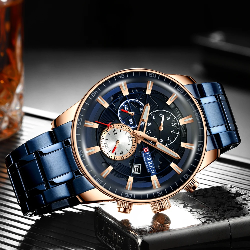 CURREN Brand Men Sport Watches Causal Stainless Steel Band Wristwatch Chronograph Auto Date Clock Male Relogio Masculino
CURREN Brand Men Sport Watches Causal Stainless Steel Band Wristwatch Chronograph Auto Date Clock Male Relogio Masculino