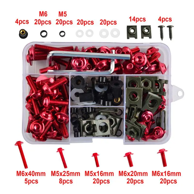 X7AE 177PCS/Set M6 M5 Fairing Bolts Kit Bodywork Screws Nut For Motorcycle 6 colors
X7AE 177PCS/Set M6 M5 Fairing Bolts Kit Bodywork Screws Nut For Motorcycle 6 colors