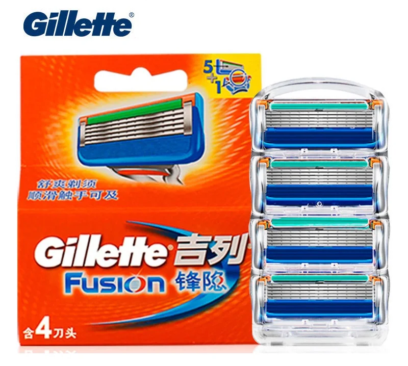 4 шт./лот 5 Слои лезвиями Мужская бритва для бритья Gillette Fusion Мощность бритвенные