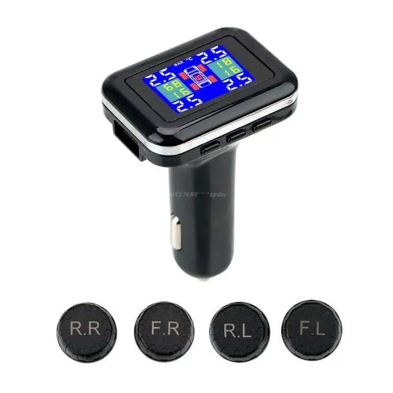 Programmed Cigarette Lighter Plug Tire Pressure Monitoring System Sensor LCD Display TPMS System with 4 External Sensors
Programmed Cigarette Lighter Plug Tire Pressure Monitoring System Sensor LCD Display TPMS System with 4 External Sensors
