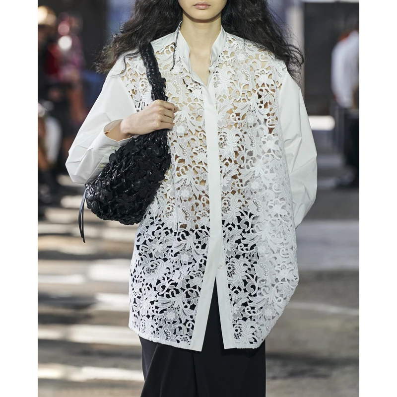 Quality 11.17 High End Fashion Sexy Sweet Hollow Out Patchwork Shirt Women Temperament Elegant With Tank Tops Blouse
Quality 11.17 High End Fashion Sexy Sweet Hollow Out Patchwork Shirt Women Temperament Elegant With Tank Tops Blouse
