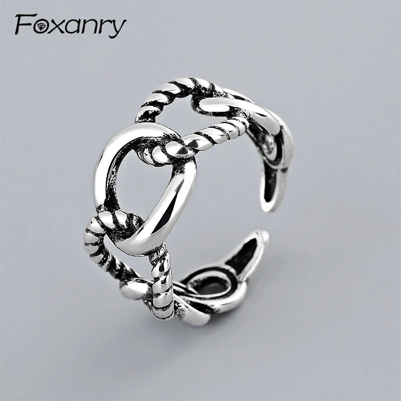 Foxanry Vintage 925 Stamp Handmade Weave Rings Creative Geometric anillos Party Jewelry for Women Size 16mm Adjustable
Foxanry Vintage 925 Stamp Handmade Weave Rings Creative Geometric anillos Party Jewelry for Women Size 16mm Adjustable